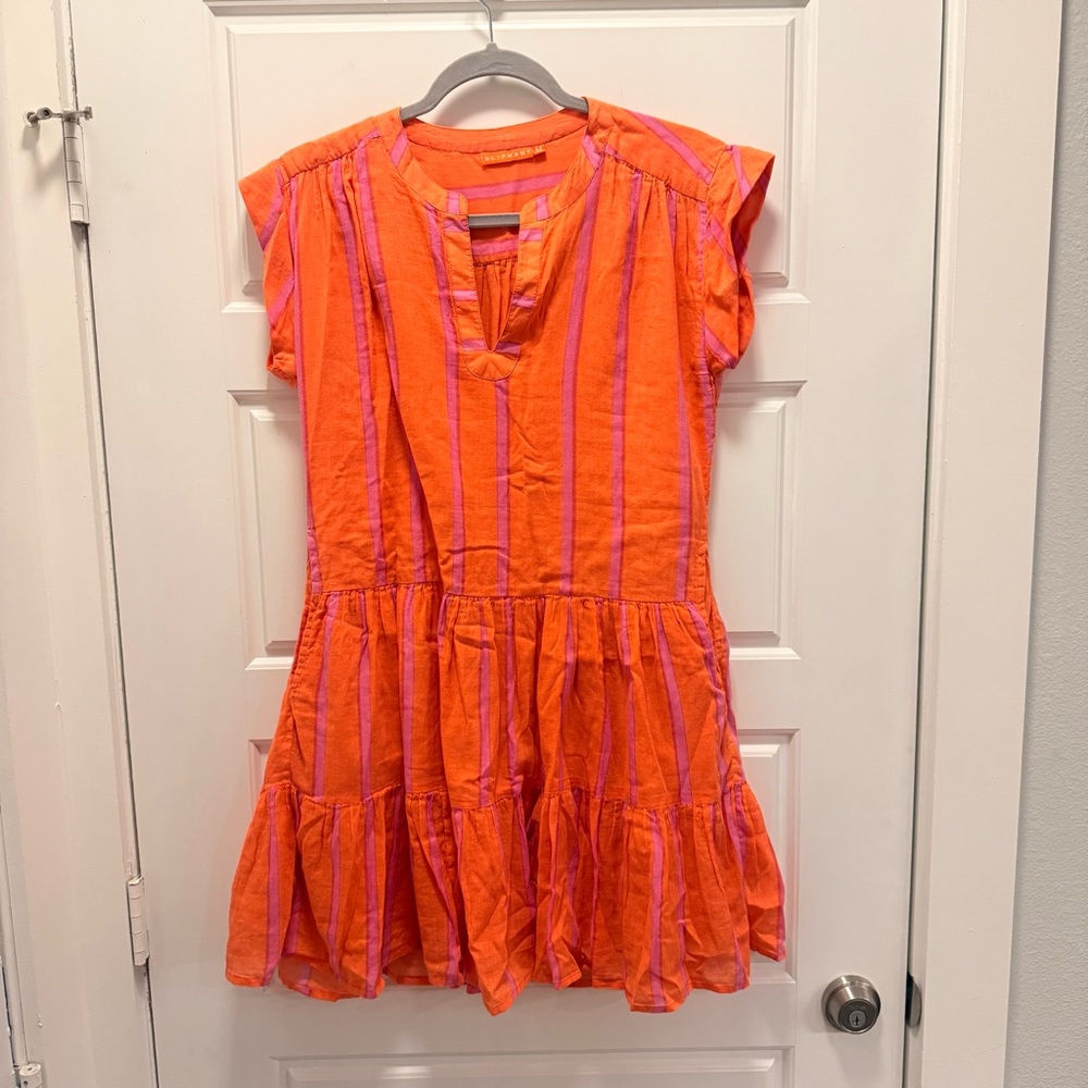 Oliphant Roll Sleeve Mini Short Dress, Lilac Cabana orange purple size Medium